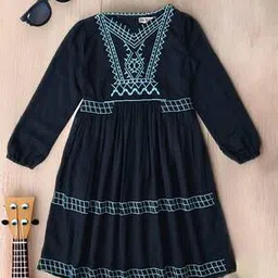 bella moda Girls Embroidery Fit and Flare Dress-picture-47