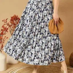 zwerlon x ag Women Floral Print Accordion Pleated Flared Skirt image 1