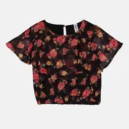 kiddopanti Girls Regular Fit Floral Print Top-picture-38