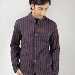 rare rabbit Slim Fit Striped Jacket with Button Closure-picture-48