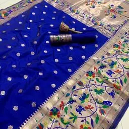 sarisphere Women Floral Woven Paithani Saree with Contrast Border-picture-48