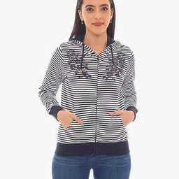 dj & c Striped Zip-Front Hoodie with Flock Print-picture-18
