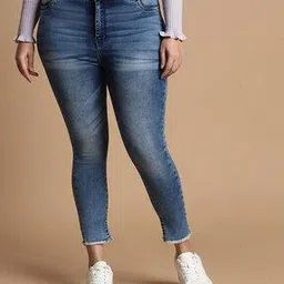 allen solly Women Mid-Wash Skinny Fit Jeans with Frayed Hem-picture-37