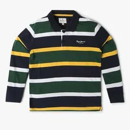 Boys Striped Regular Fit Polo T-Shirt-image-63