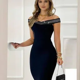 outzidr global Women Embellished Off-Shoulder Bodycon Dress image 1
