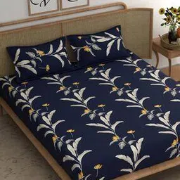 chhavi india 210 TC Floral Print Double Bedsheet with Pillow Covers-picture-17