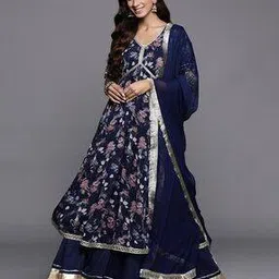 varanga Women Floral Print Anarkali Kurta with Dupatta-picture-23