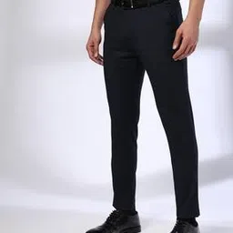 netplay Men Checked Slim Fit Flat-Front Trousers-picture-53