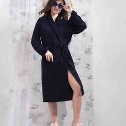 lacylook Bathrobe with Front Pocket & Tie-Up-picture-23