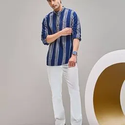 crimsoune club Men Striped Slim Fit Short Kurta-picture-37