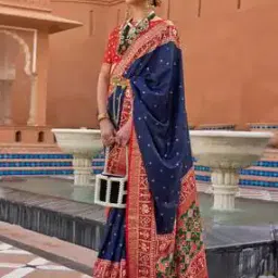 ri-wah Patola Print Saree with Contrast Zari Border-picture-49