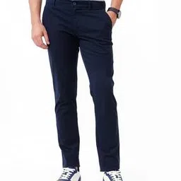 basics Men Cotton Flat Front Tapered Fit Trousers -picture-42