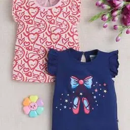 bumzee Pack of 2 Girl Graphic Print Round-Neck T-Shirts-picture-17
