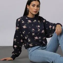 outryt by azorte Women Floral Print Sweatshirt with Adjustable Hem-picture-53