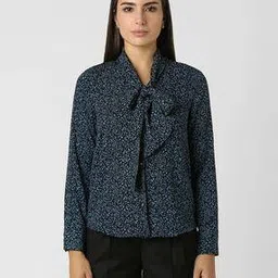 van heusen Women Micro Print Regular Fit Shirt with Tie-Up-picture-44