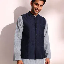 fabindia Men Woven Regular Fit Nehru jacket-picture-33
