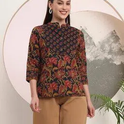 svaraa Women Floral Empire Tunic with Mandarin Neck-picture-42