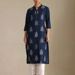 soch Women Indigo Denim Floral Print Kurta-picture-15
