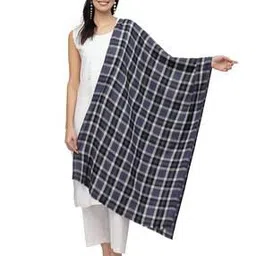 anekaant Checked Stole with Fringes-picture-53