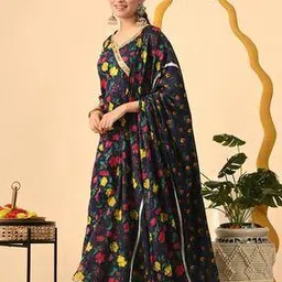 metafab Women Cotton Malmal Floral Printed Dupatta-picture-41