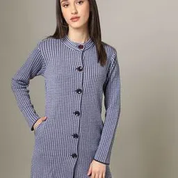 american eye Houndstooth Pattern Button-Down Long Cardigan-picture-29