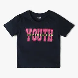 yousta Girls Typographic Print Boxy Fit Crop T-Shirt-picture-14
