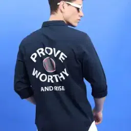 Typographic Print Slim Fit Shirt-image-1