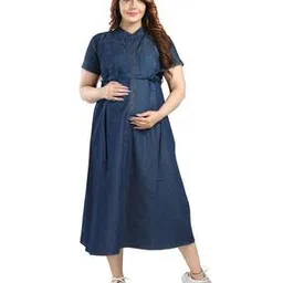easy mom Women Fit & Flare Dress with Waist Tie-Up-picture-13
