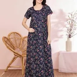sand dune Women Floral Print Round-Neck Nighti-picture-16