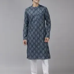 see designs Geometric Print Slim Fit Kurta with Patch Pocket-picture-30