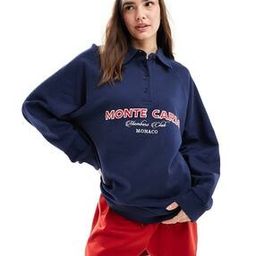 Women Monte Carlo Graphic Print Rugby Sweatshirt-image-5