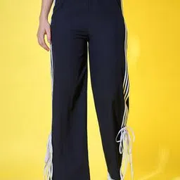 buynewtrend Women Striped Straight Track Pants with Insert Pockets-picture-35