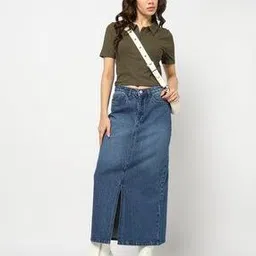 Women Mid-Wash Midi Straight Skirt-image-76