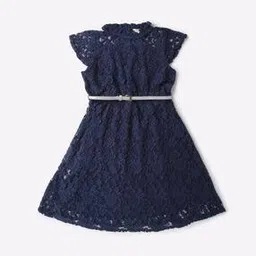 point cove Lace A-Line Dress with Belt-picture-11