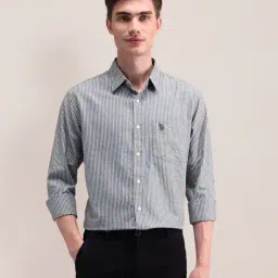 u.s. polo assn. Men Striped Regular Fit Shirt with Patch Pocket image 1