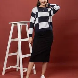 Women Full Length Sleeve Sweater Dress-image-19