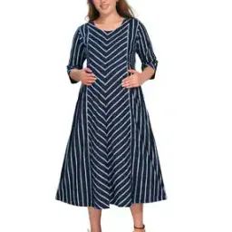 mamma's maternity Stripes Round-Neck Dress-picture-53