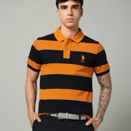 u.s. polo assn. Men Yarn-Dyed Striped Slim Fit Polo T-Shirt image 1