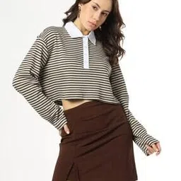fyre rose Women Striped Boxy Fit Polo T-Shirt-picture-35
