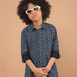 crimsoune club Boys Geometric Print Slim Fit Shirt with Patch Pocket-picture-48