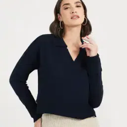 styli Women Pullover with Ribbed Hem-picture-21