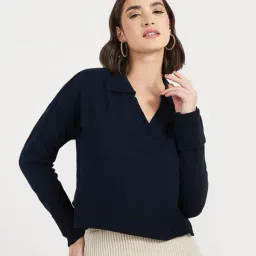 styli Women Pullover with Ribbed Hem image 1