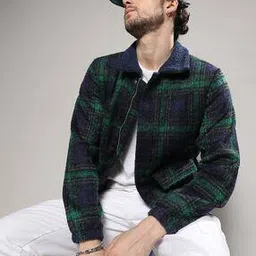 campus sutra Men Checked Zip-Front Regular Fit Bomber Jacket-picture-20