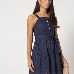 uniquest Schiffli Embroidered Skater Dress-picture-50