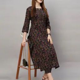 svaraa Women Floral Print Straight Kurta & Pants Set-picture-9
