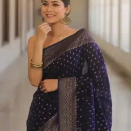 revangi Banarasi Semi Silk Woven Saree With Un-Stitched Blouse Piece  -picture-11