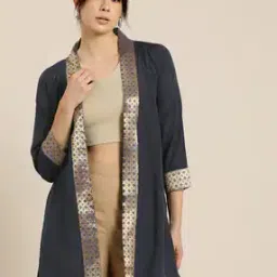 qurvii desi Women Floral Woven Regular Fit Front-Open Shrug-picture-12