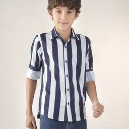 bearsoul Boys Striped Regular Fit Shirt with Spread Collar-picture-16