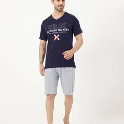 masculino latino Typographic Print T-Shirt & Short Set-picture-38