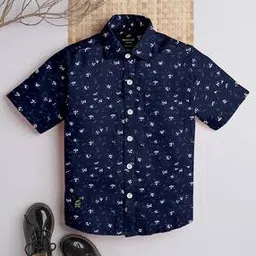 brucewane Boys Floral Print Regular Fit Shirt with Patch Pocket-picture-38